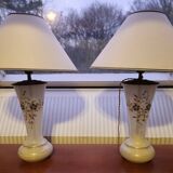 Paire de lampes en opaline