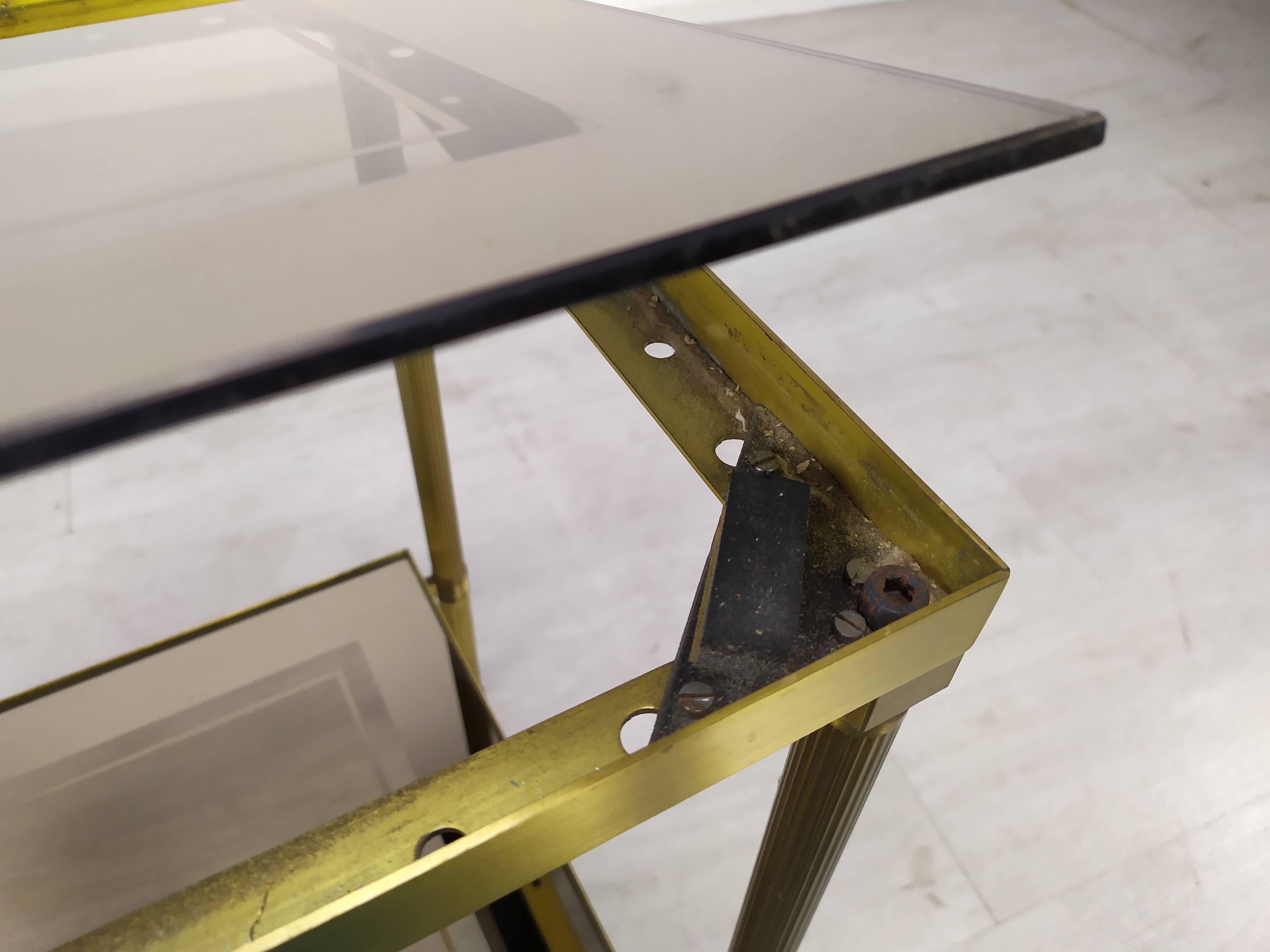 Golden brass sofa end