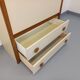 Secrétaire meuble de rangement vintage en bois de chêne et mélaminé blanc