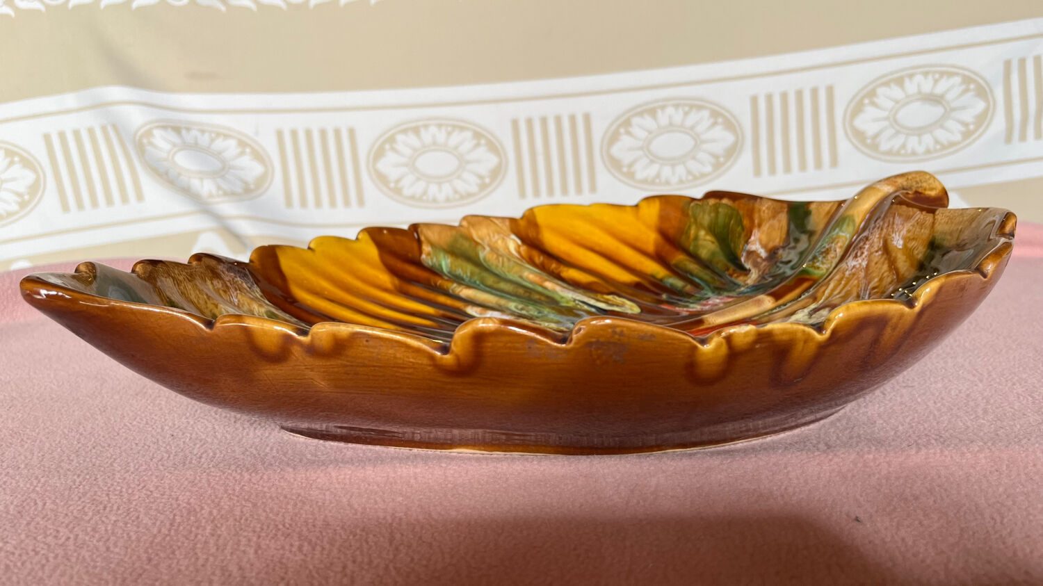 Vintage Vallauris leaf fruit bowl