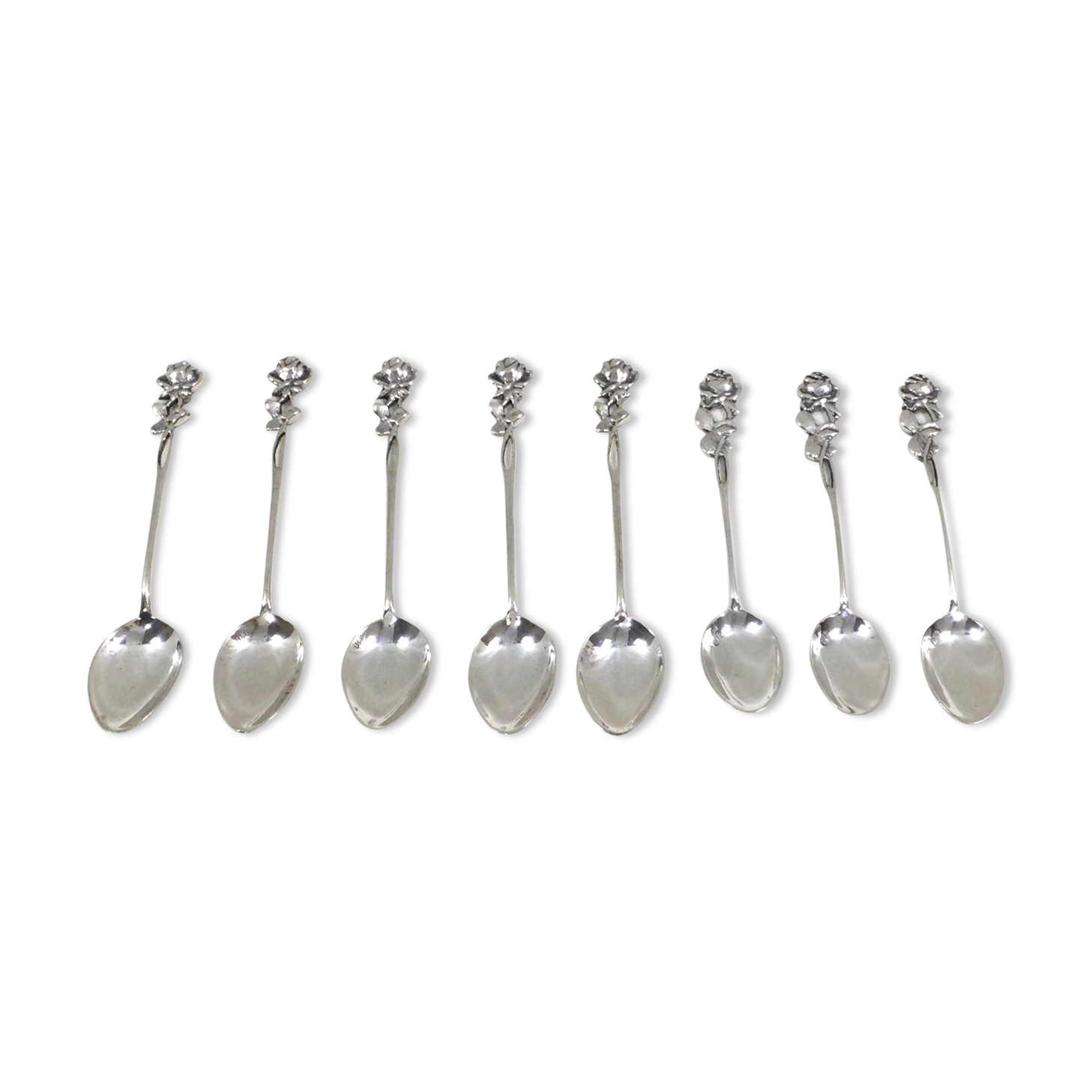Set of 8 art nouveau silver spoons