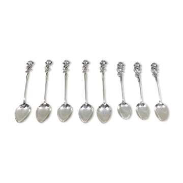 Set of 8 art nouveau silver spoons