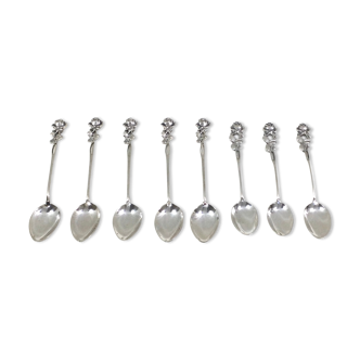 Set of 8 art nouveau silver spoons