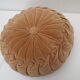 Vintage round cushion in velvet grège / chamois of 36cm in diameter