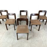 Vintage brutalist dining chairs, set of 6 - 1970s
