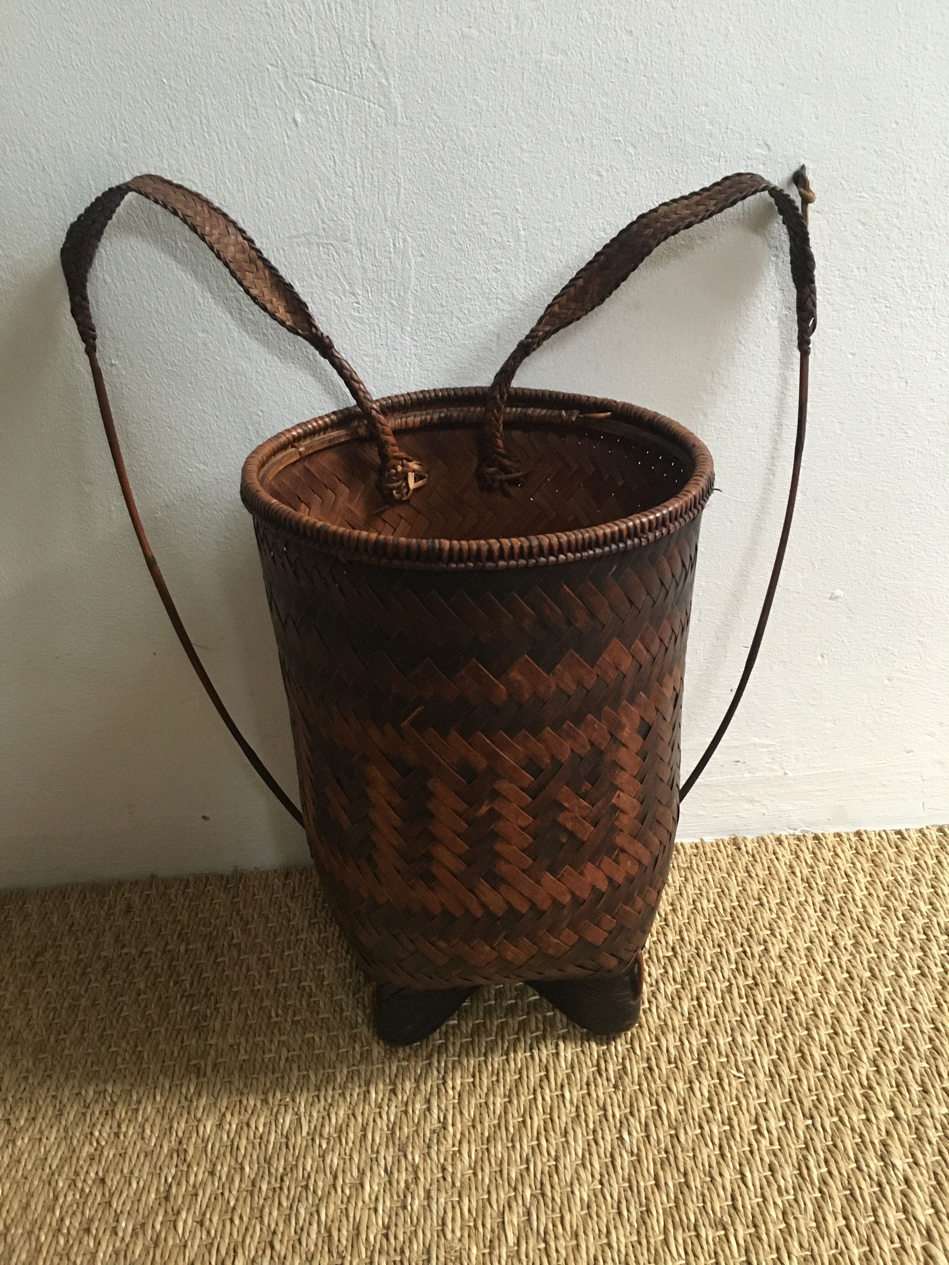 Ancient Japanese woven bamboo basket