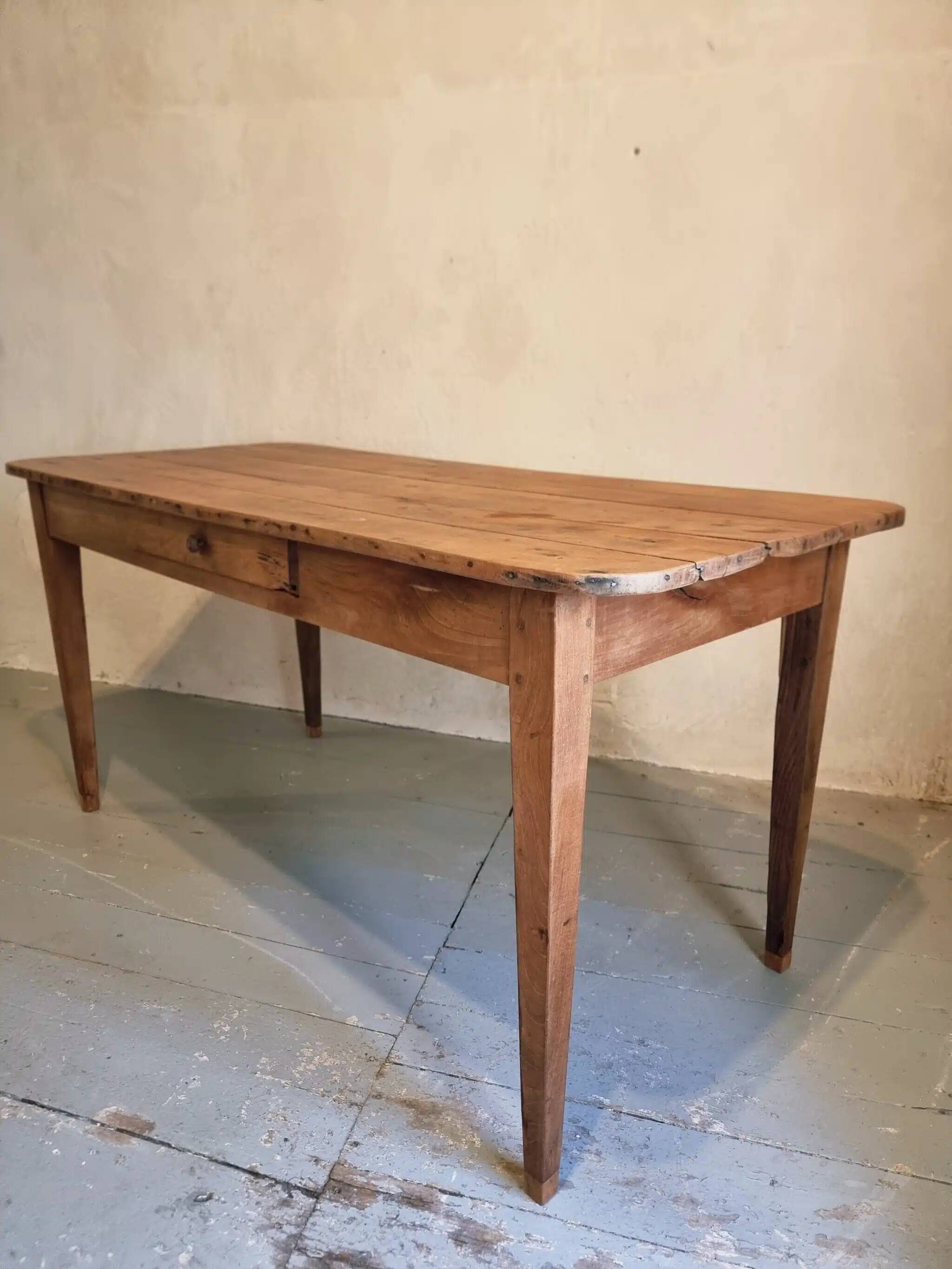 Antique French cherry wood dining table, early 20th century