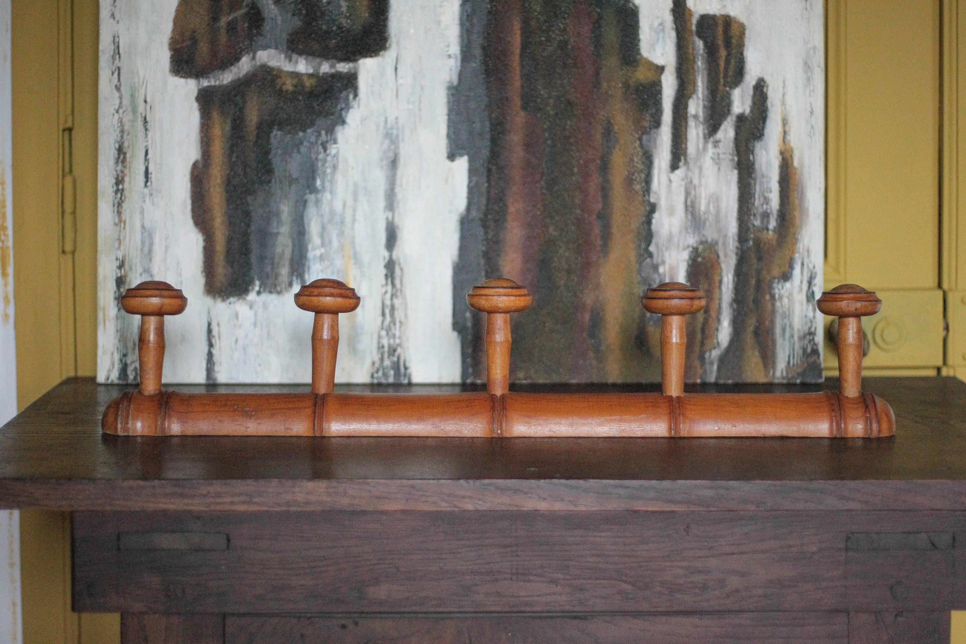 Vintage wall coat rack, wooden coat rack, wooden hooks, hooks.