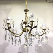 5-light chandelier in brass and tassels