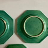Set of 5 octagonal plates glazed clay beads 1950