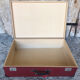 Old suitcase red cardboard bordeaux clasp metal vintage