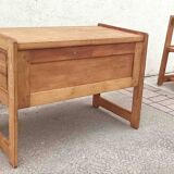 Desk and its brutalist style chair Sled legs 70s