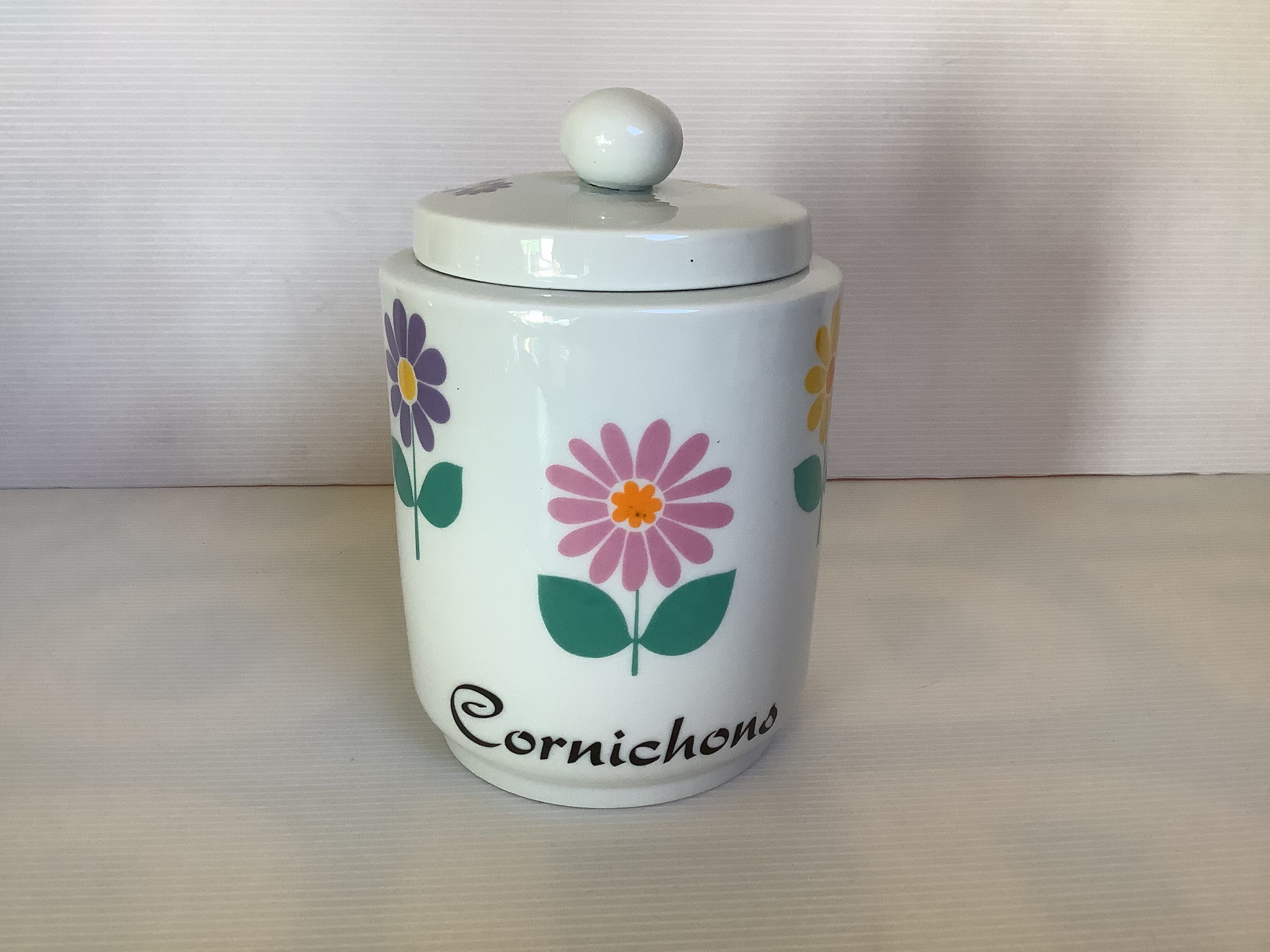 Purple pink yellow flower pot