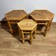 Vintage Boho Mid Century Bamboo Hexagonal Side Coffee Tables Flower Stools