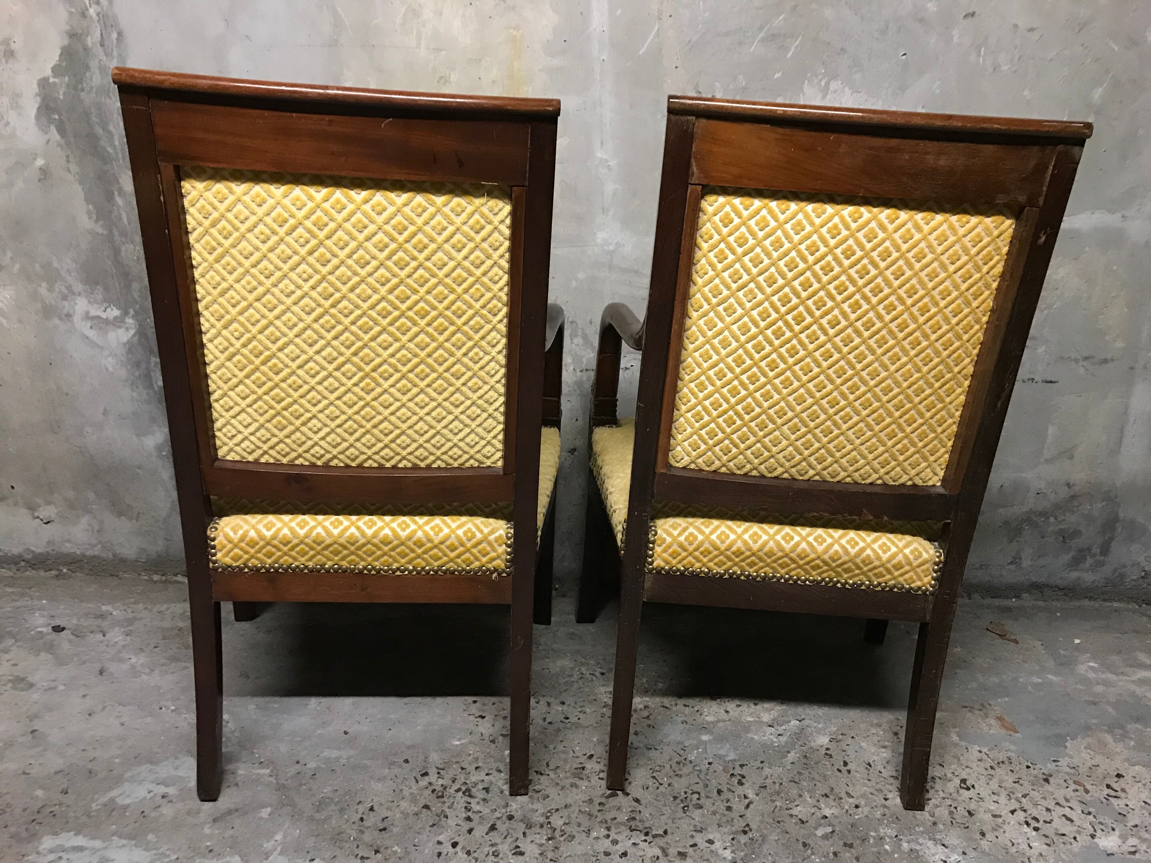 Pair of armchairs catering Empire mahogany 19th