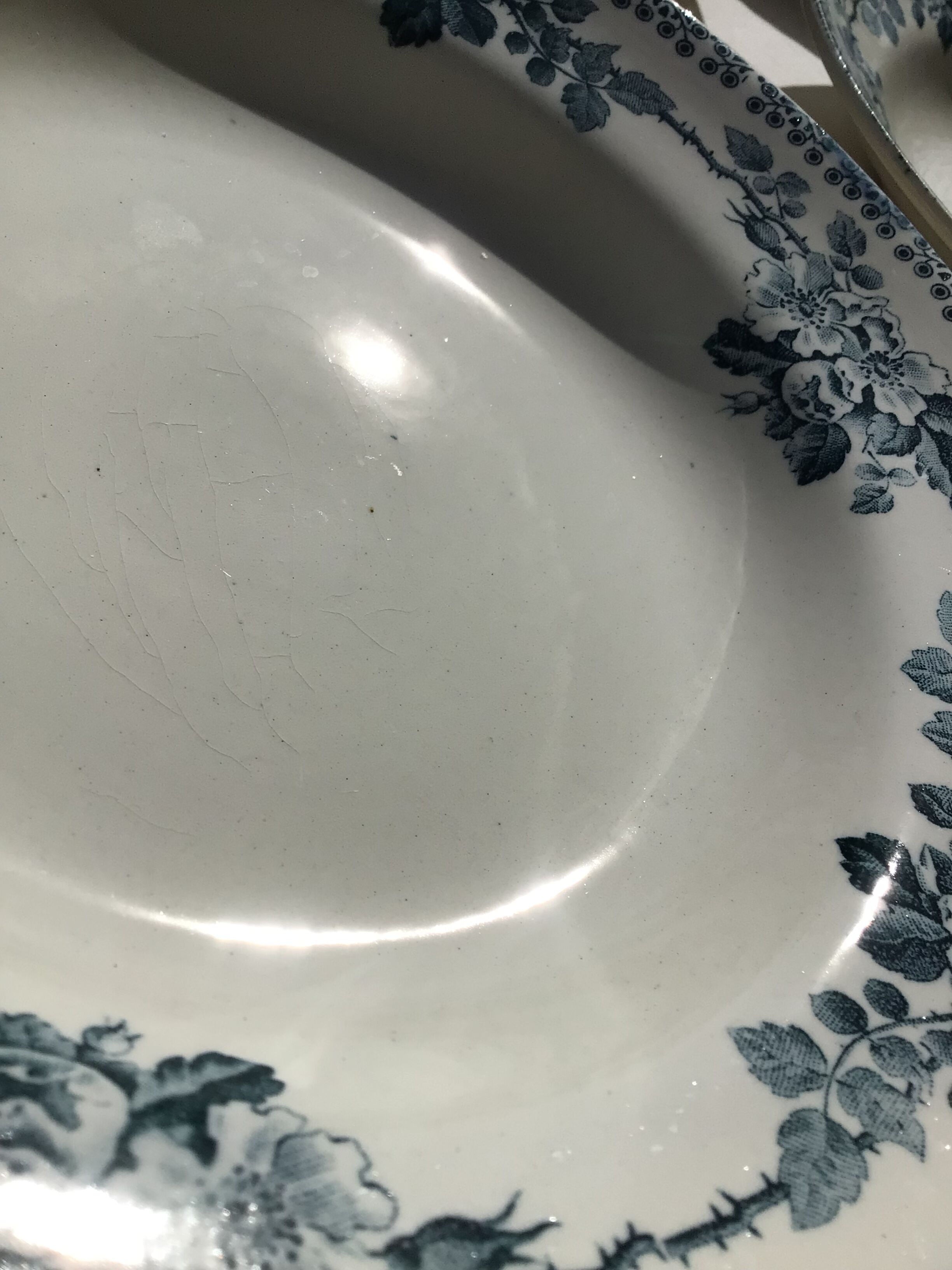 5 assiettes creuses Terre de Fer modèle Guadeloupe Debray bleu