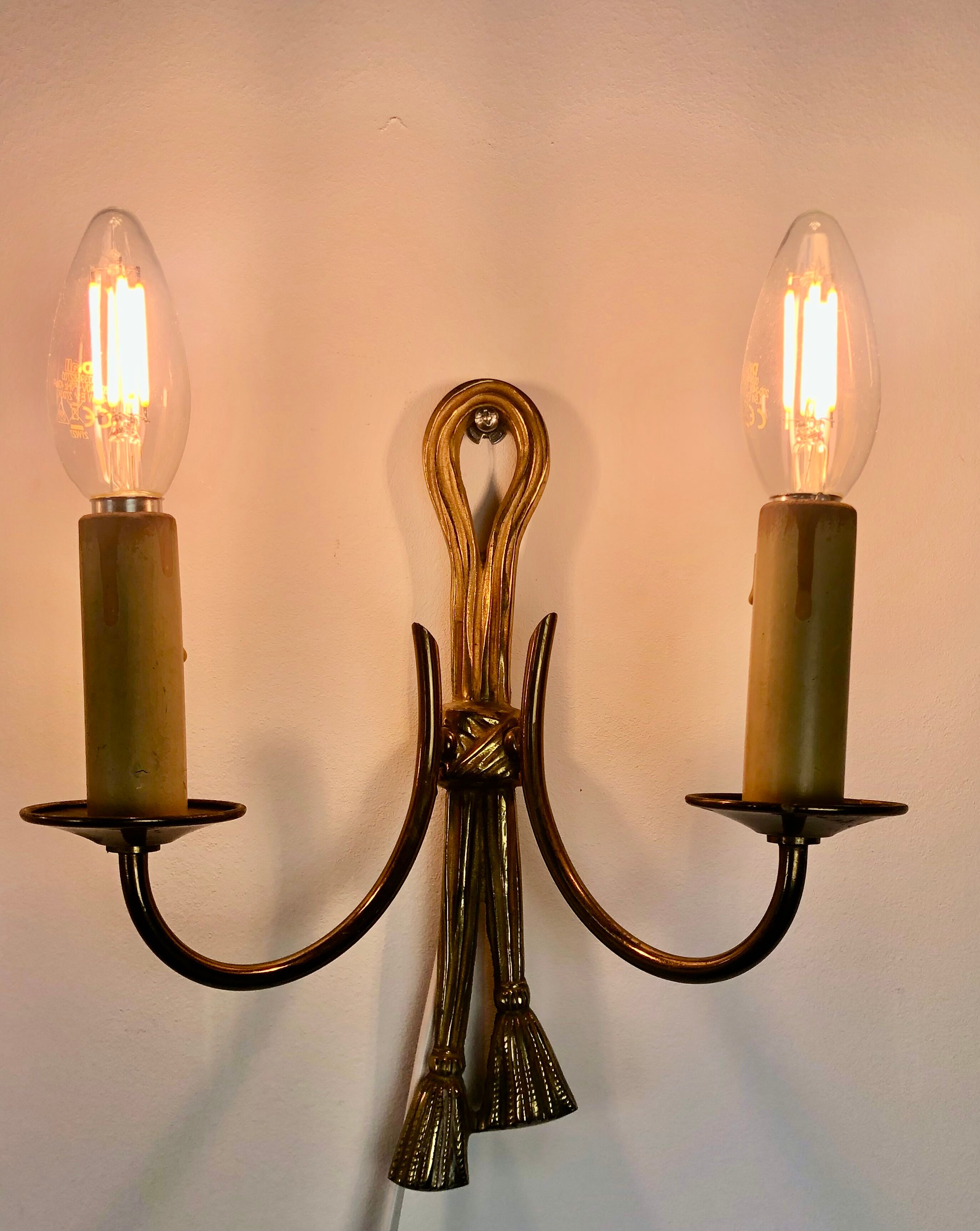 Wall lamps (the pair) in vintage bronze 70'S