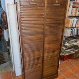 Antique double curtain oak cabinet