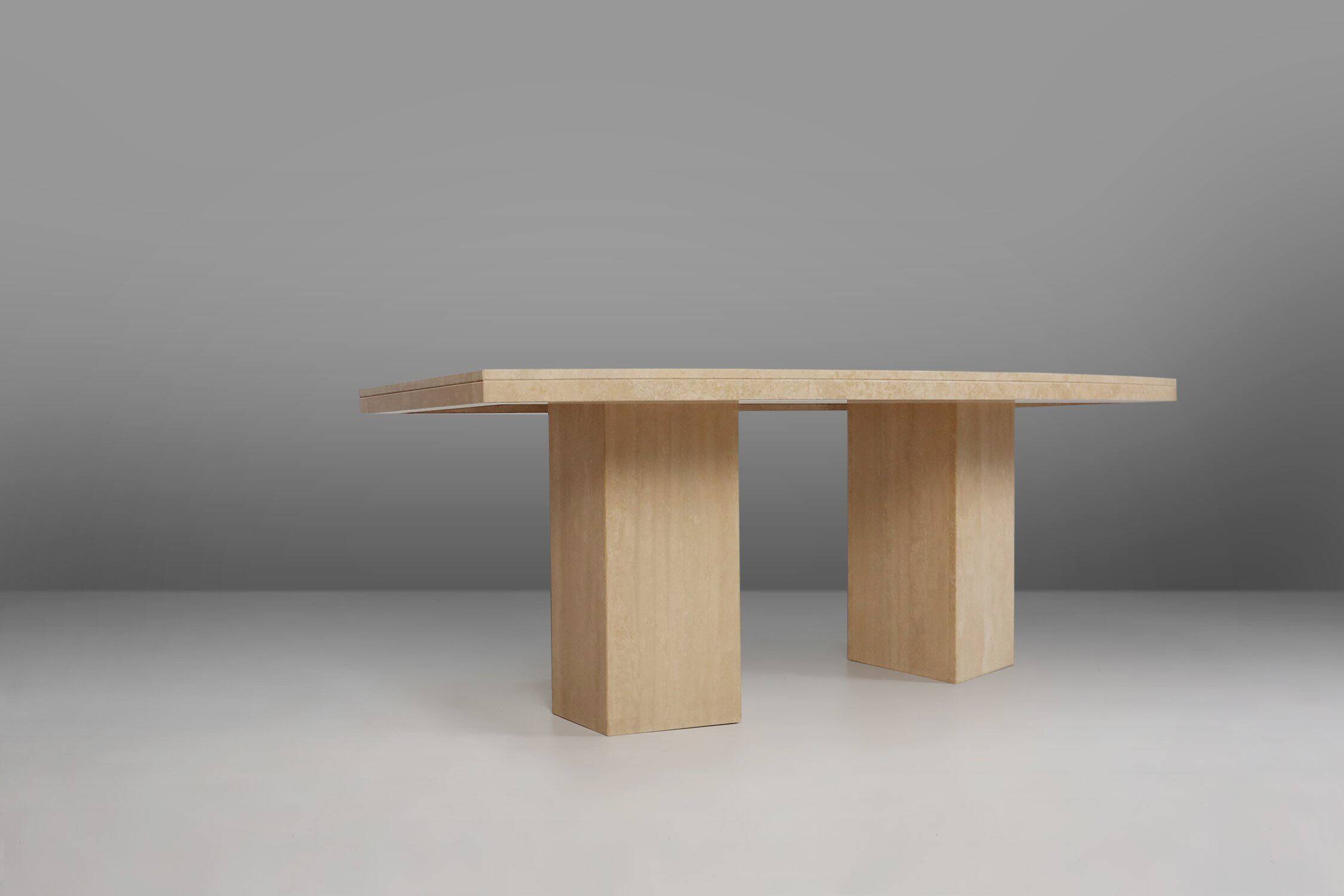 Sculptural Dinner Table in Travertine, France 1960s