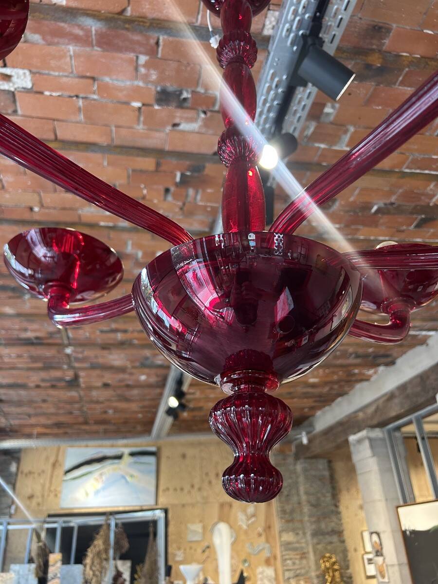 Lustre Murano rouge 1970