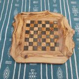 jeux d'échecs rustique en bois d'olivier fait main cadeau Noël