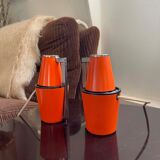 Pair of orange Lampette lamps