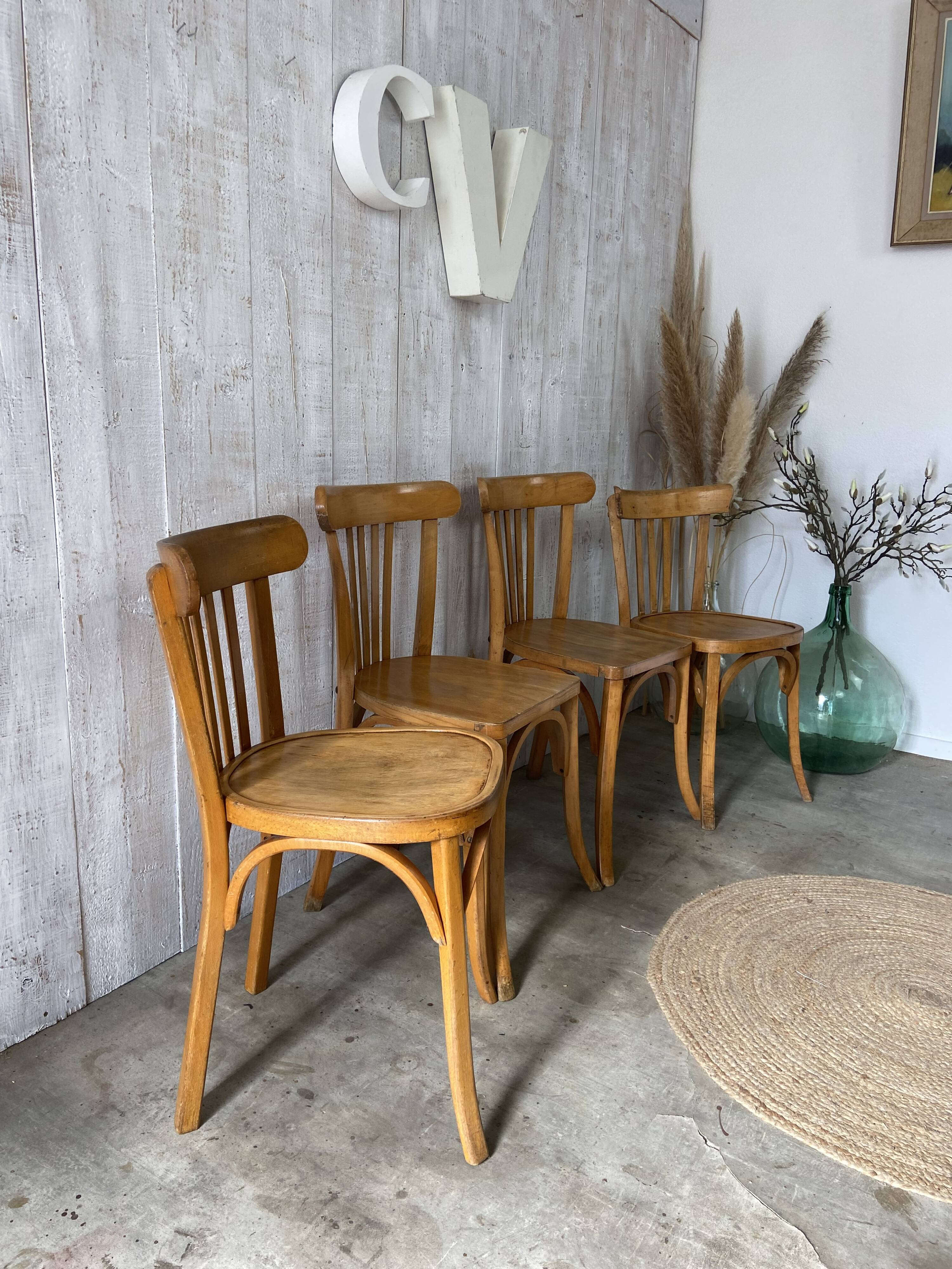 Set of 4 mismatched bistro chairs