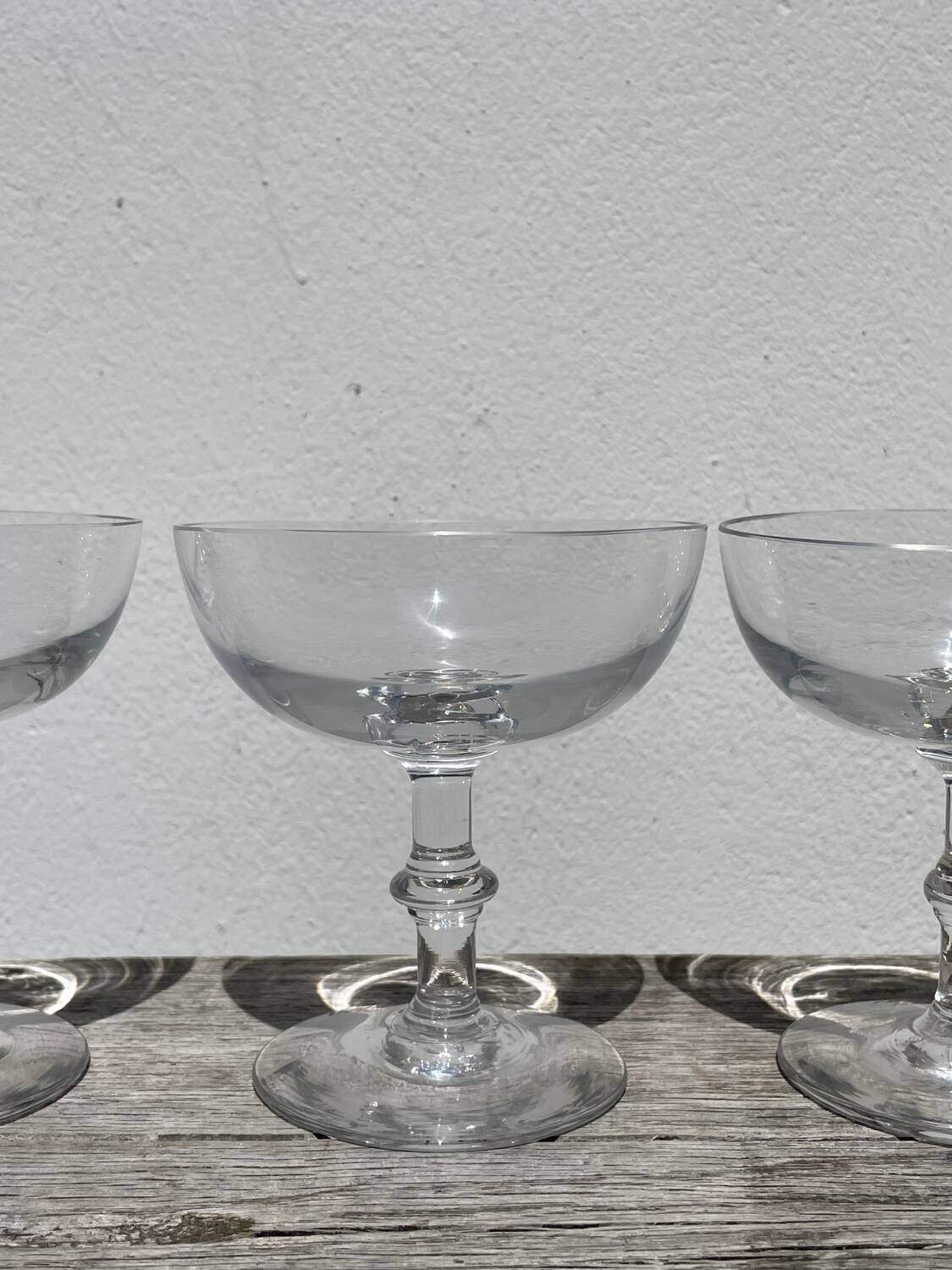 8 antique blown glass cocktail glasses