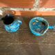 Pichet + Pan Charles CART Cyclope Ceramic Blue France Vintage #D5