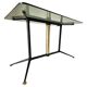 Vintage coffee table with smoked glass top and iron and brass base, Italy 1960s