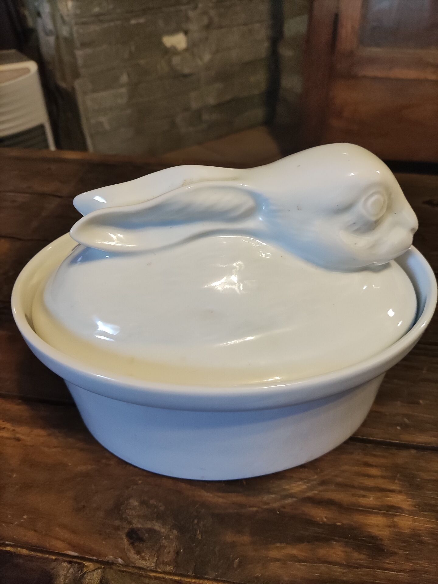 White ceramic rabbit terrine