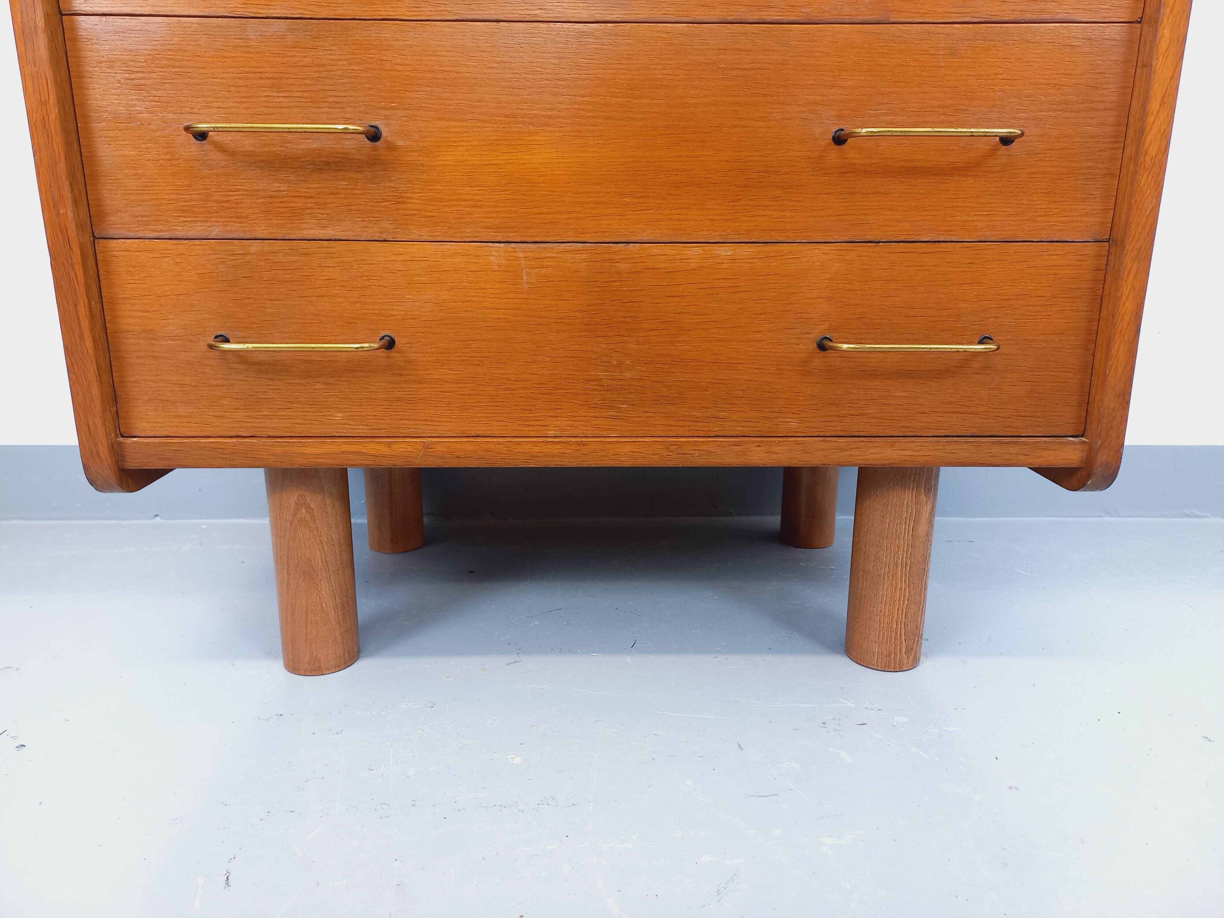Vintage oak secretary storage furniture from the 1950s and 60s.