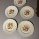 Set of 5 antique earthenware plates – vintage fruit & flower design