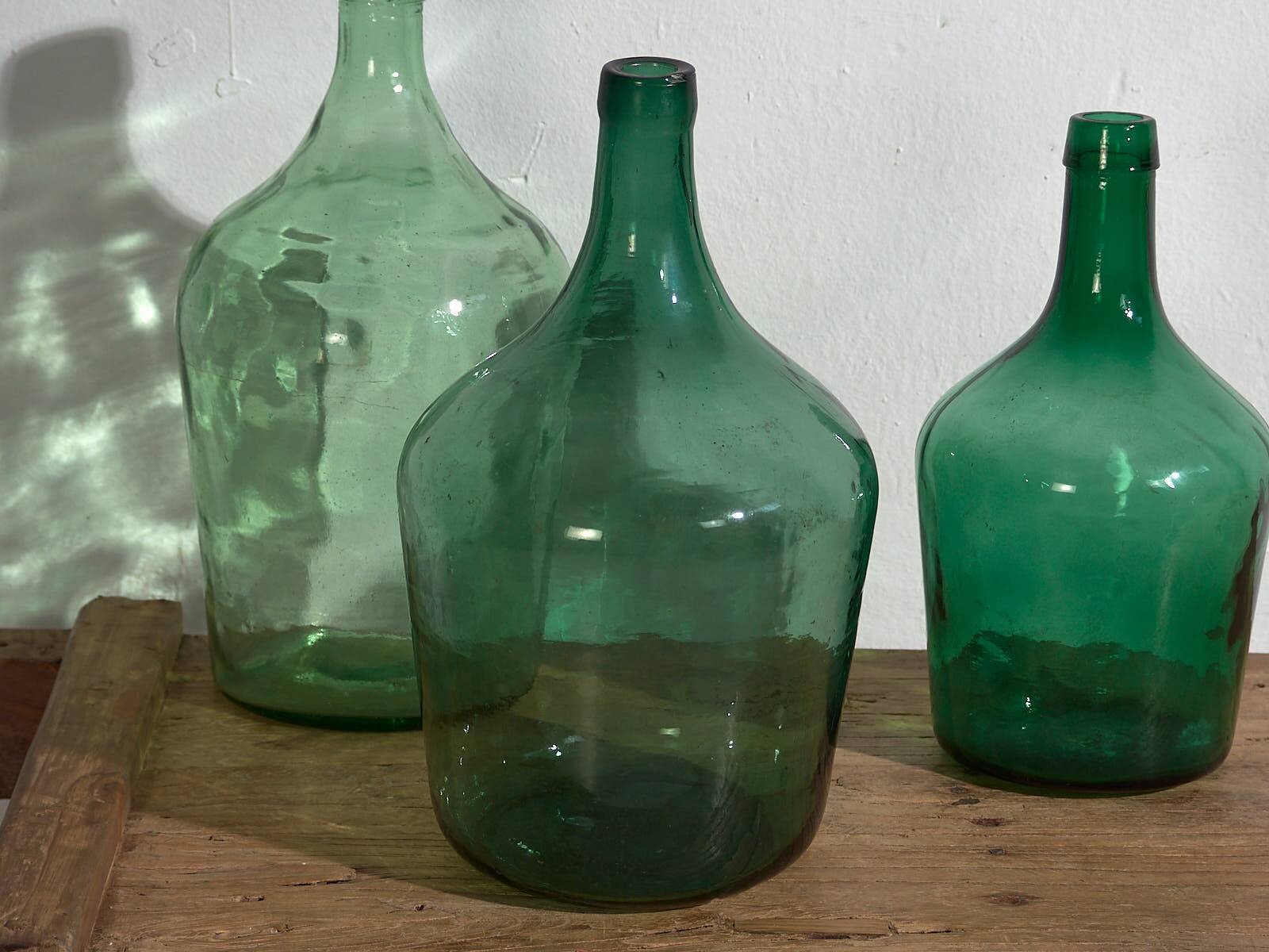 Antique green colored demiurge boxes (c.1920). Set of 3 pieces