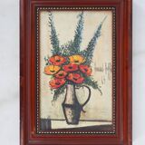 Bernard BUFFET: The bouquet of flowers, lithograph on framed canvas.