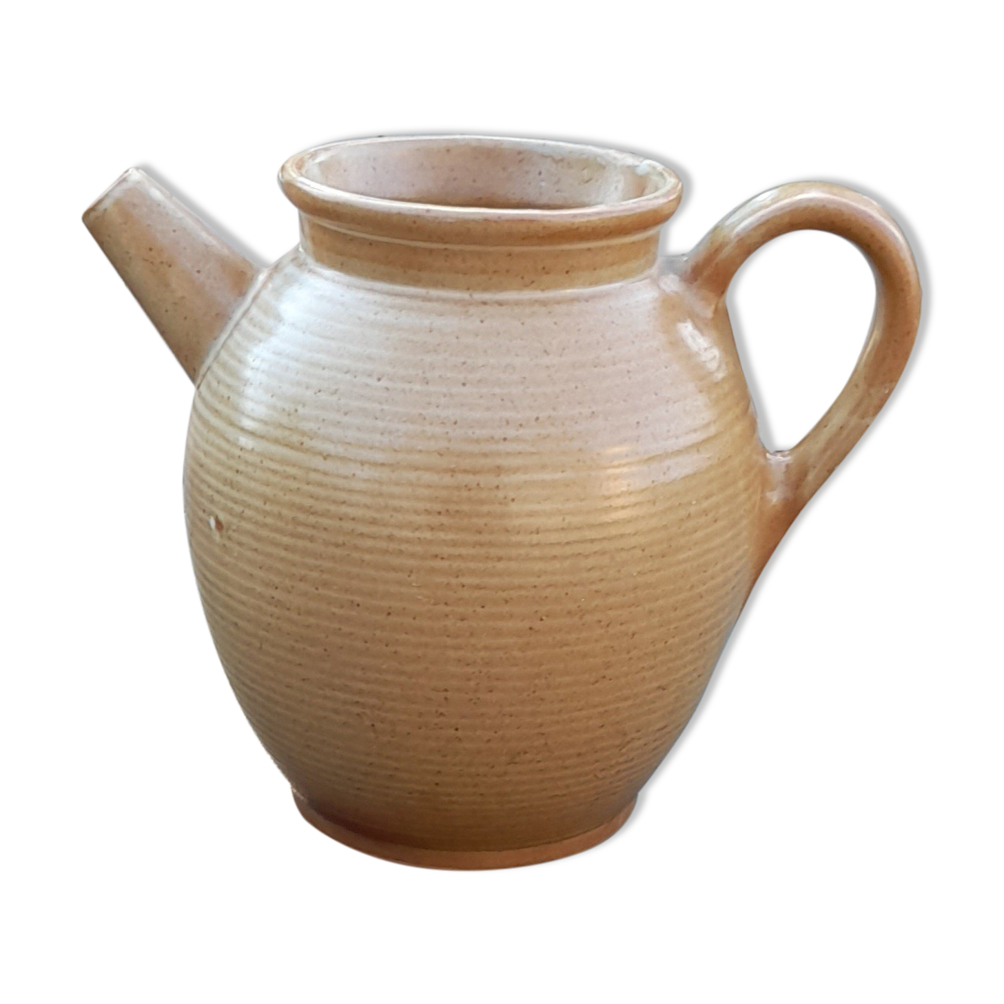 Old pitcher in clear sandstone, signed gres cnp. Village France, early XXeme