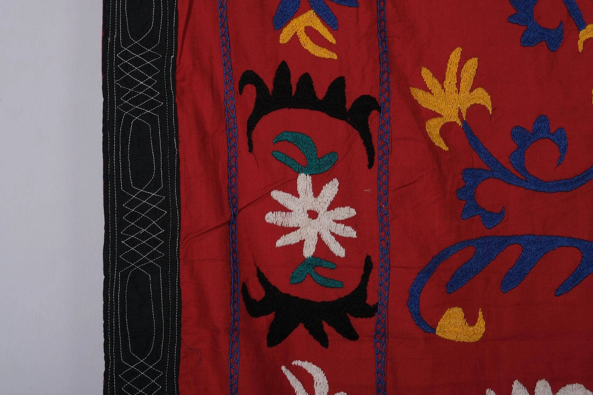 Vintage hand-embroidered tribal tapestry 222x231 cm