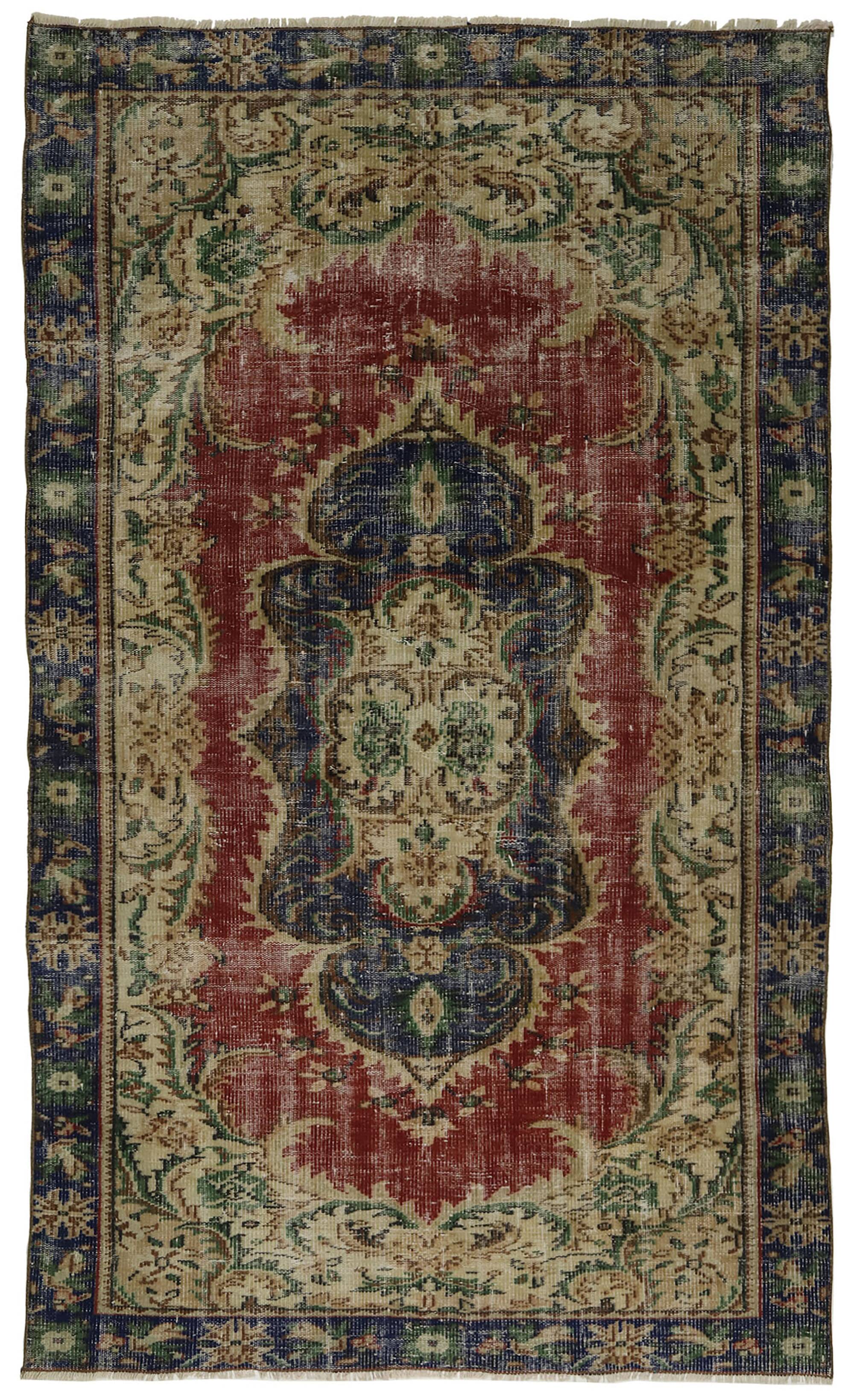 One-of-a-kind turkish handwoven vintage rug - rustic vintage charm 260x 156 cm