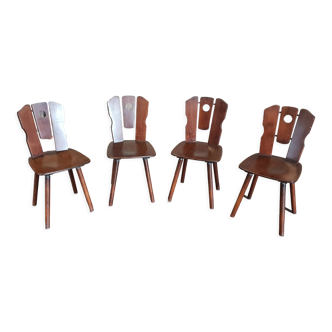 Série de 4 chaises de chalet 1970