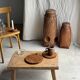 Average circular teak monoxyle chopping board with handle 26 x 18.