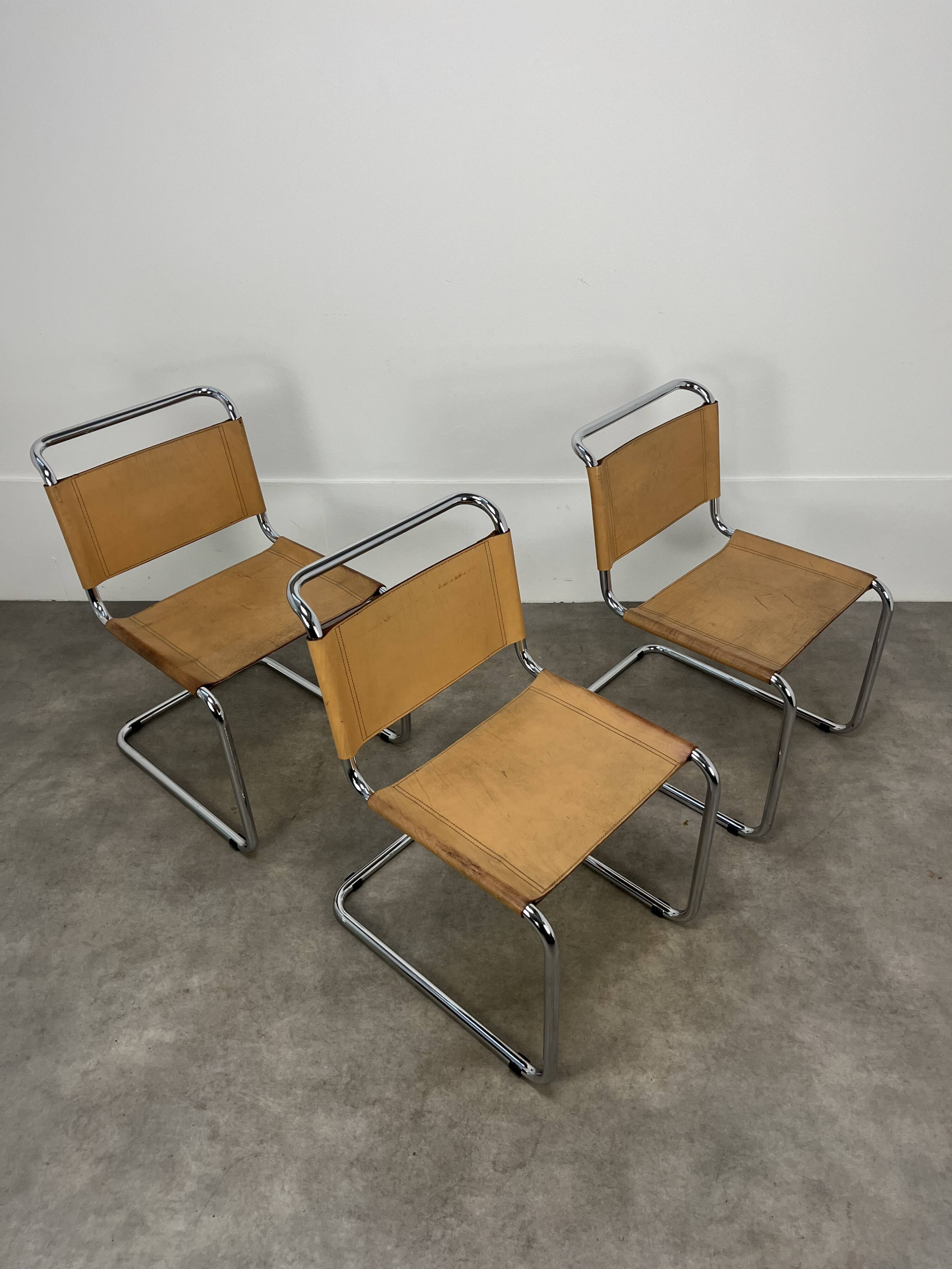 3 B33 Marcel Breuer chairs, 1980, leather