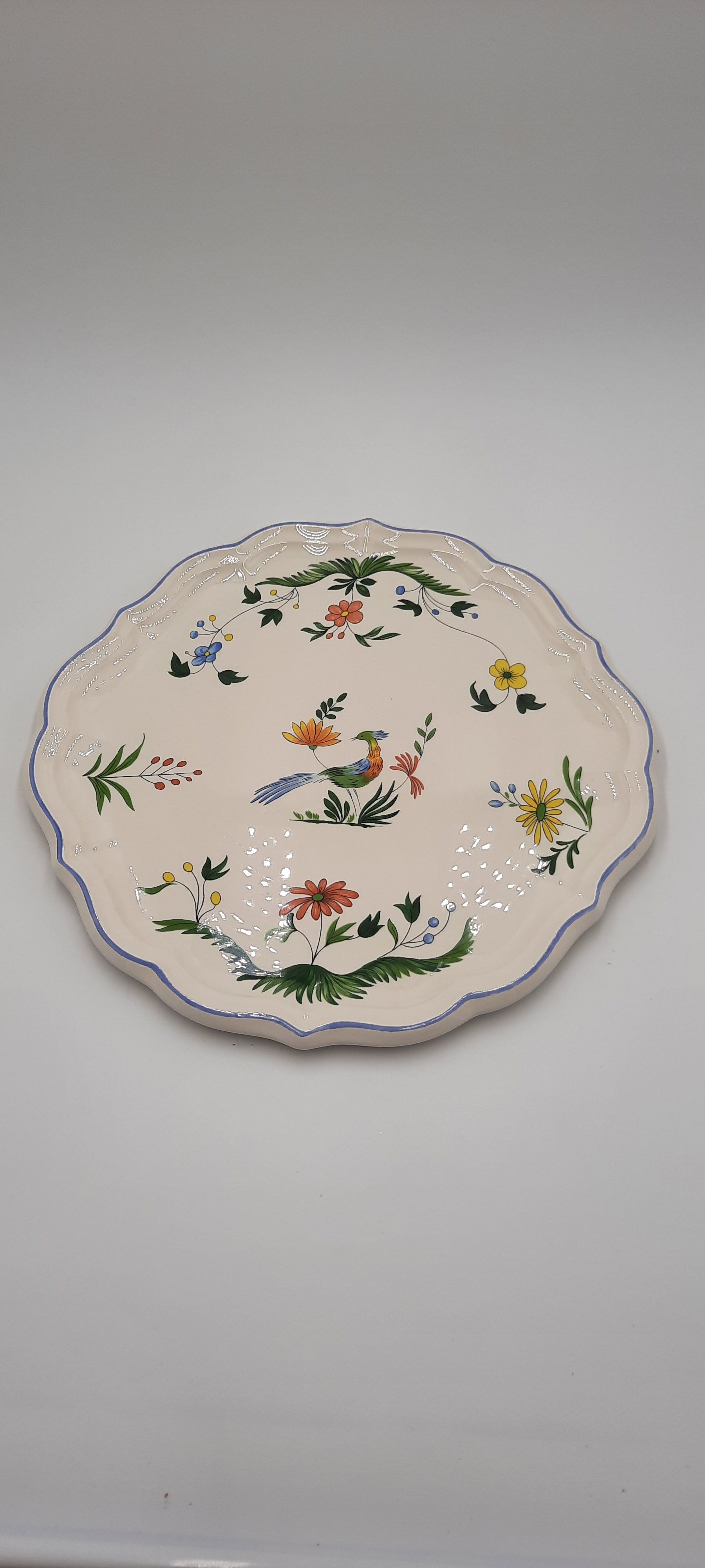 Cake dish Birds of Paradise Faience of Gien