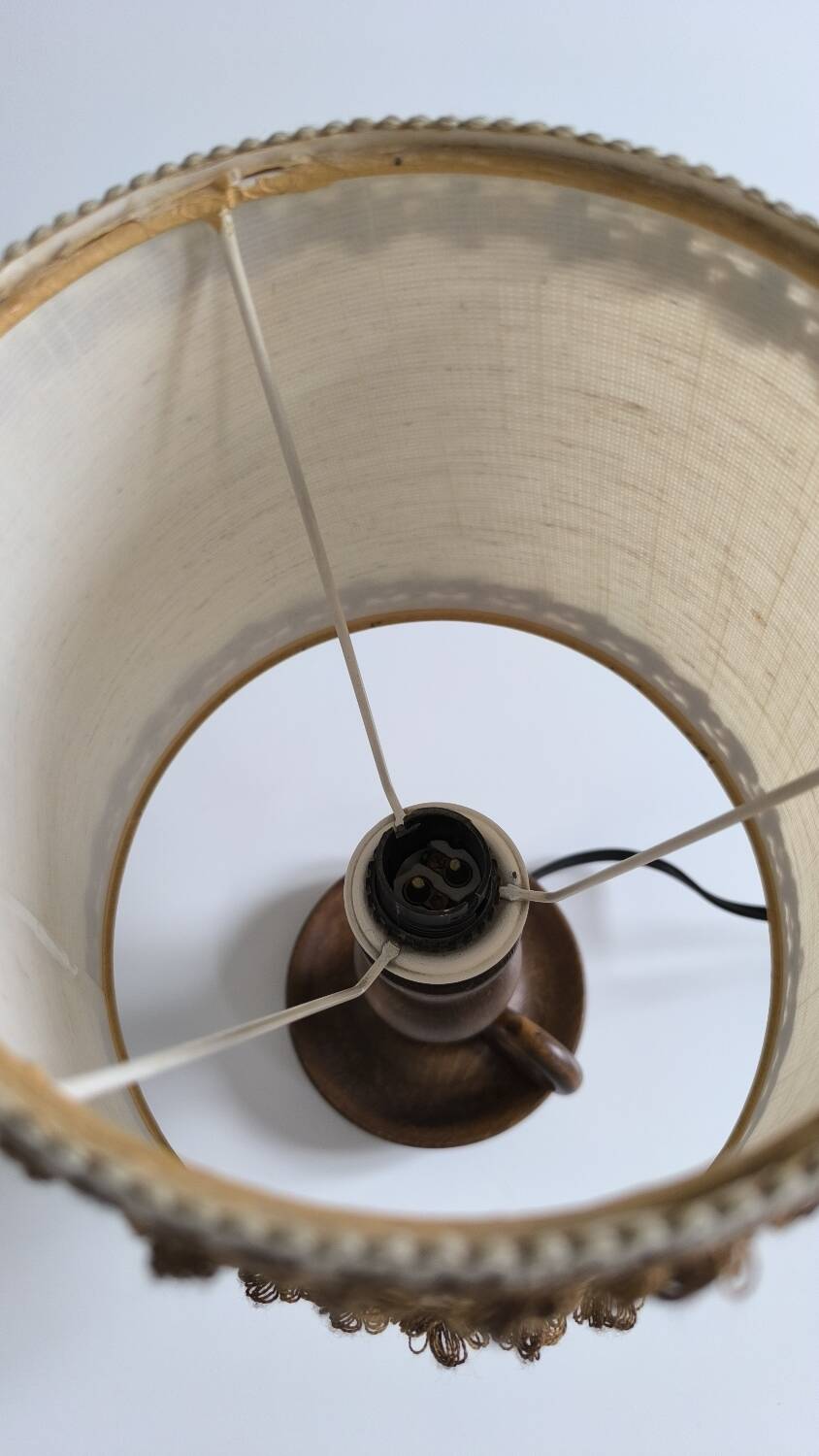 1950s turned wood table lamp