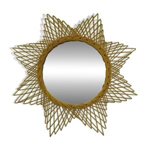 Miroir soleil en rotin
