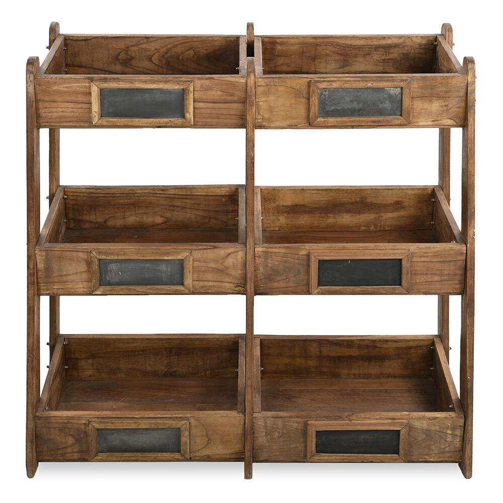 6-bin wooden storage unit