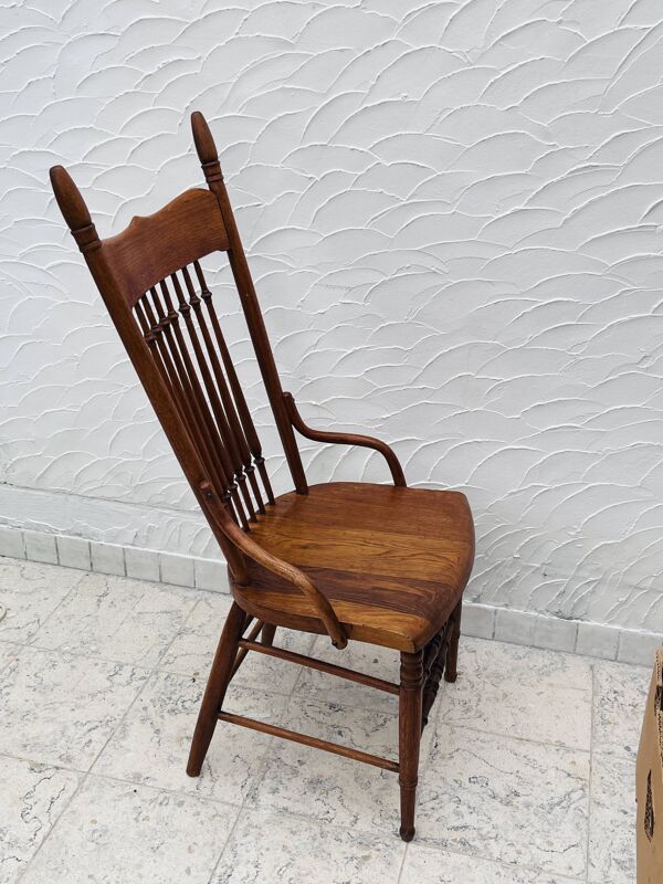 Chaise haute vintage années 60 en bois massif style campagne chic