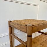 Straw and old wood stool