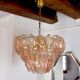 Chandelier "Leaves" murano mazzega, pink glass, italy, 1960