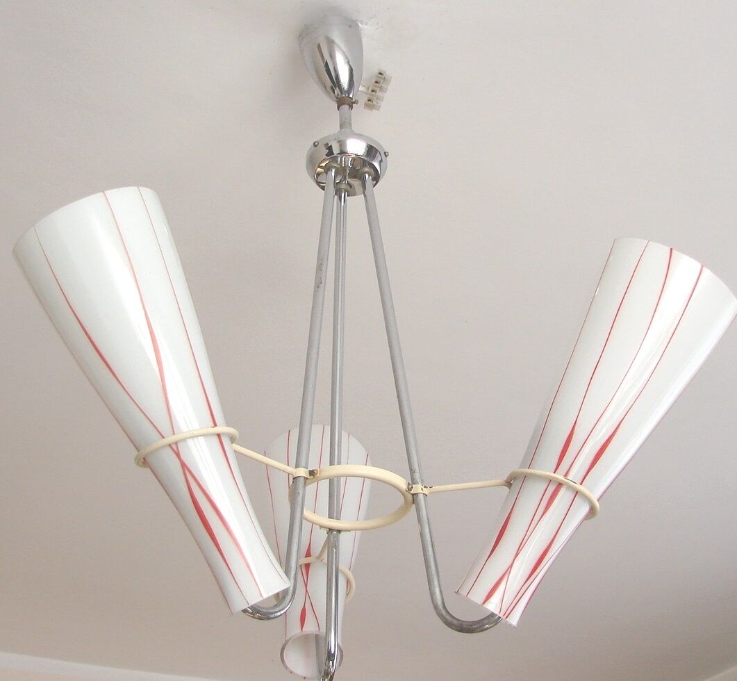 Nickel-plated chandelier Zukov, 1970s