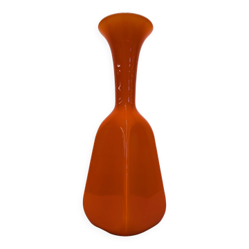 Vase en opaline orange de style scandinave, Italie vers 1970